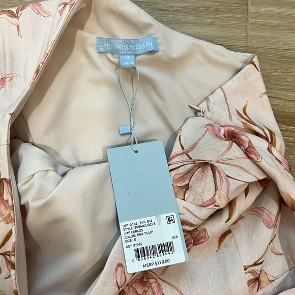 ANTONIO MELANI Floral Carlos One Shoulder Wide Leg Jumpsuit in Pink Tulip Size 0 - Picture 3 of 9